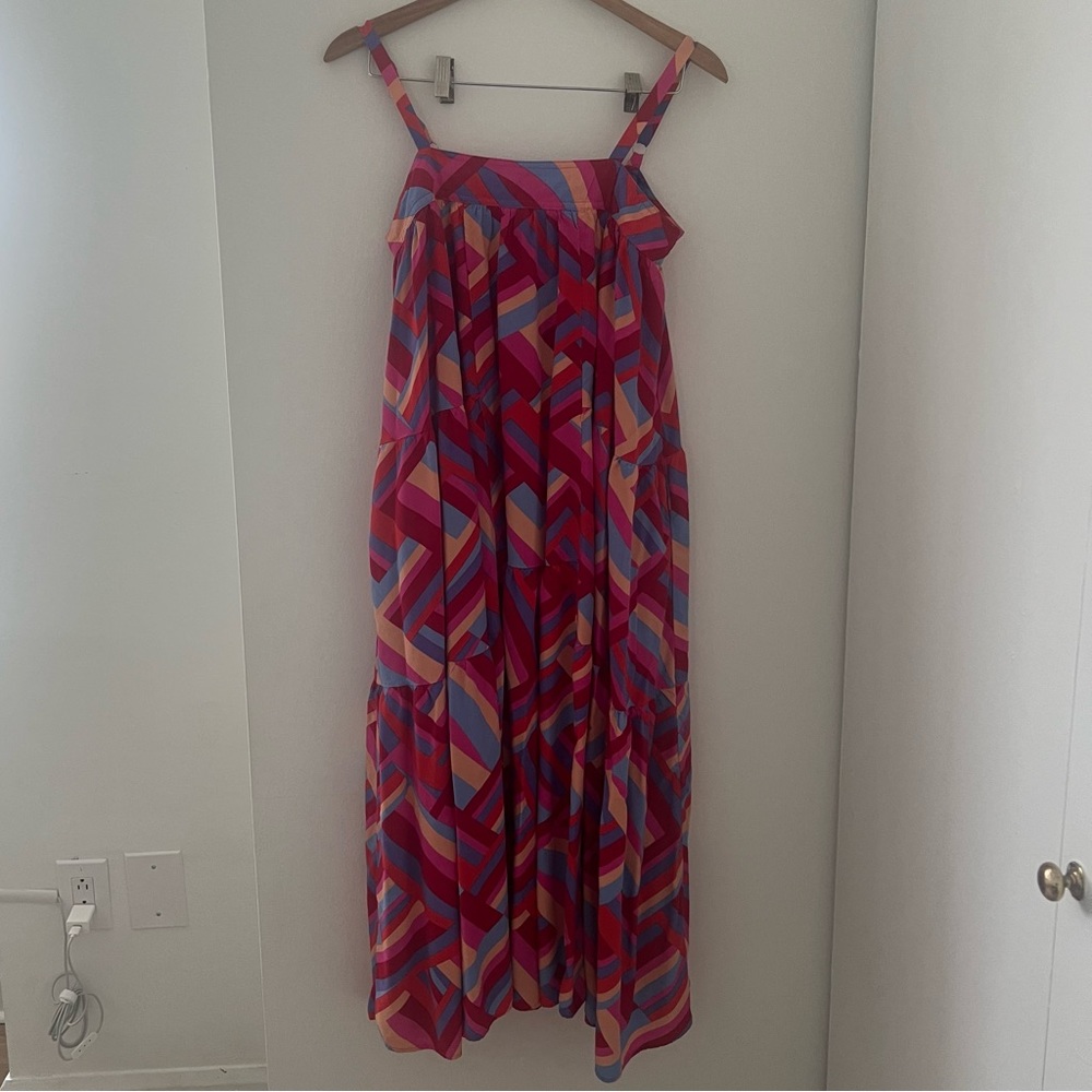 Abel The Label Geo Print Maxi Dress Pink and Purple